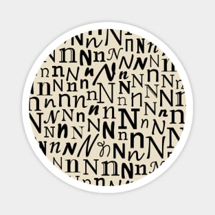 N - Typography (Black) Magnet